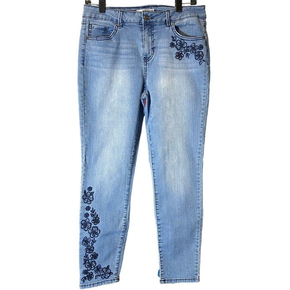 Artisan NY light colored jeans size 10 Blue with Embroidery Blue flowers - Picture 1 of 6